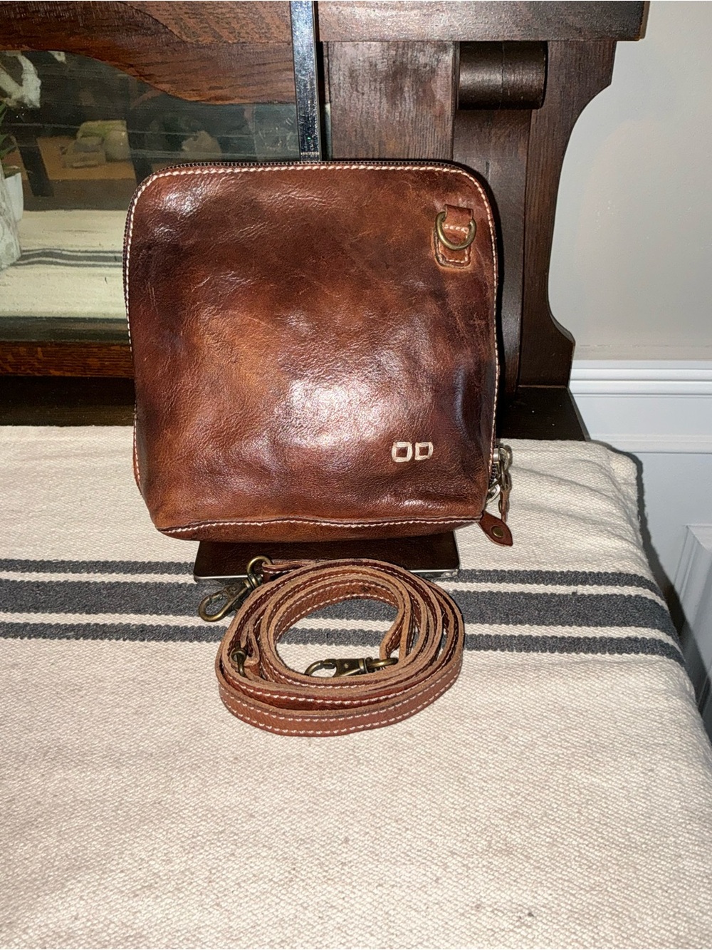 Bed Stu Leather Ventura Clutch Crossbody Bag Teak Rustic Retail $155